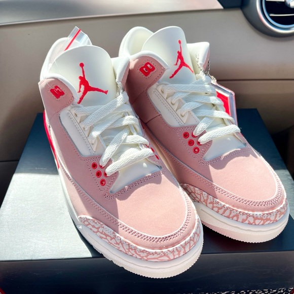 🌸 Nike Air Jordan 3 Retro white pink shoes - Picture 3 of 4